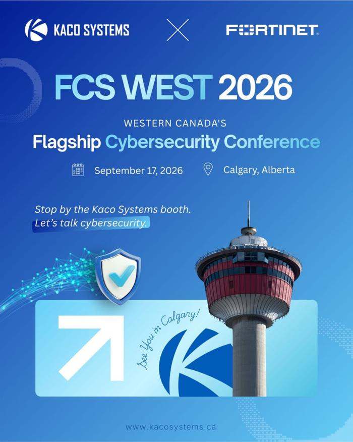 Kaco Systems and Fortinet graphic announcing FCS West 2026.